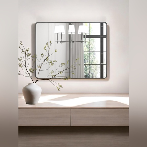 NEW West Elm XL Large Black Framed Metal Vanity Wall Hanging Mirror - 48 x 40